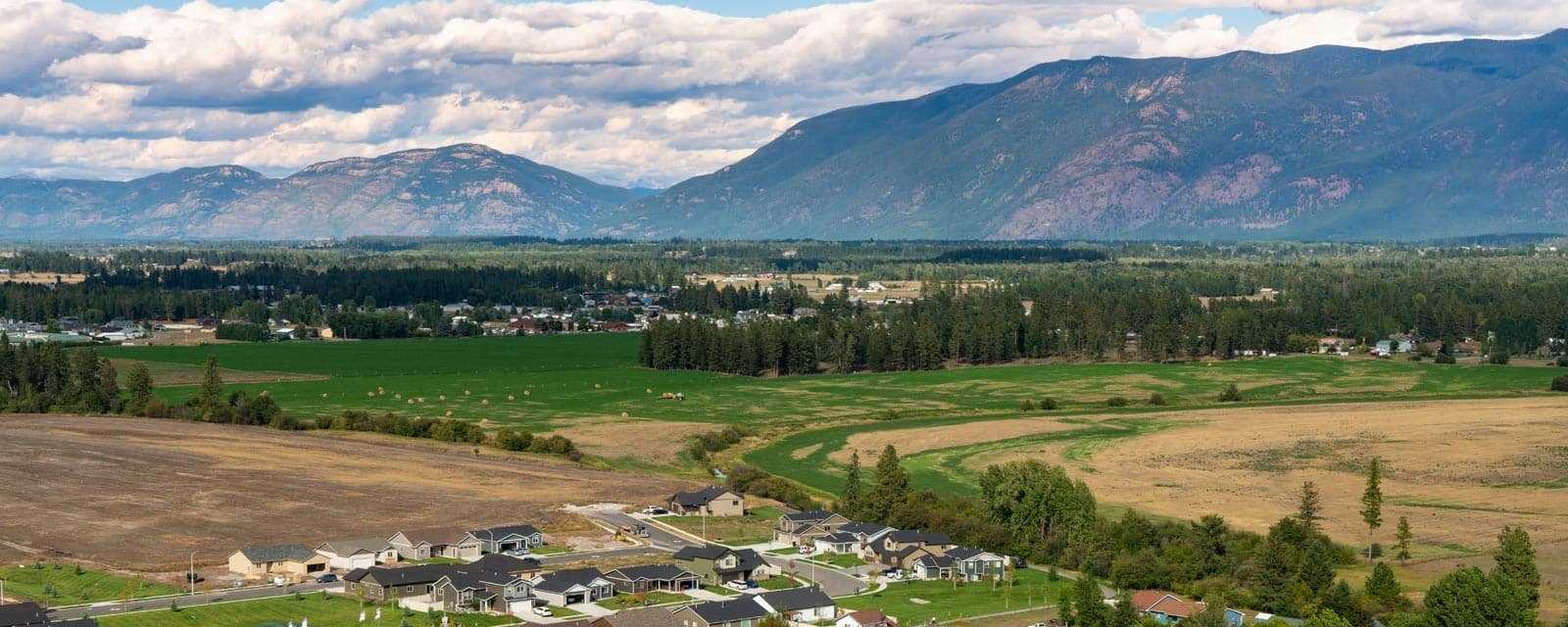 Open fields in the Flathead Valley below the Swan Range.